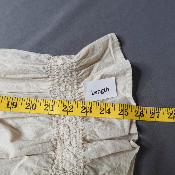 Mudd Womens Top Small Tan Boho Peplum Indie Artsy Clean Girl Studded NEW - Picture 13 of 14